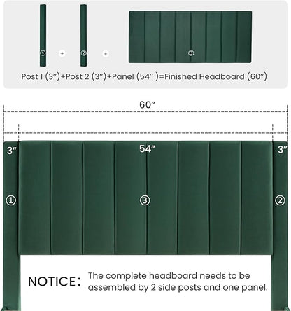 SHA CERLIN Queen Bed Frame/Velvet Upholstered Platform Bed Frame with Headboard/Strong Wood Slats Support/Mattress Foundation/No Box Spring Needed - Green