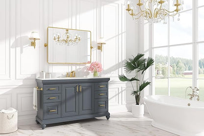 Keonjinn Large Pivot Mirror Bathroom, 40 x 30 Inch Beveled Tilt Mirror Bathroom, Gold Metal Framed Mirrors with Rounded Corner, Modern Rectangle Vanity Mirrors for Wall (Horizontal/Vertical)
