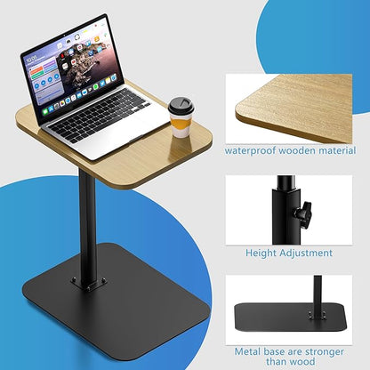 Side Table Sofa Tray for Couch Heavy Metal Base Swivel/Adjustable Height, Sofa Bed Bathroom Study TV Tray C Shaped End Table Food Snack Trays for Eating