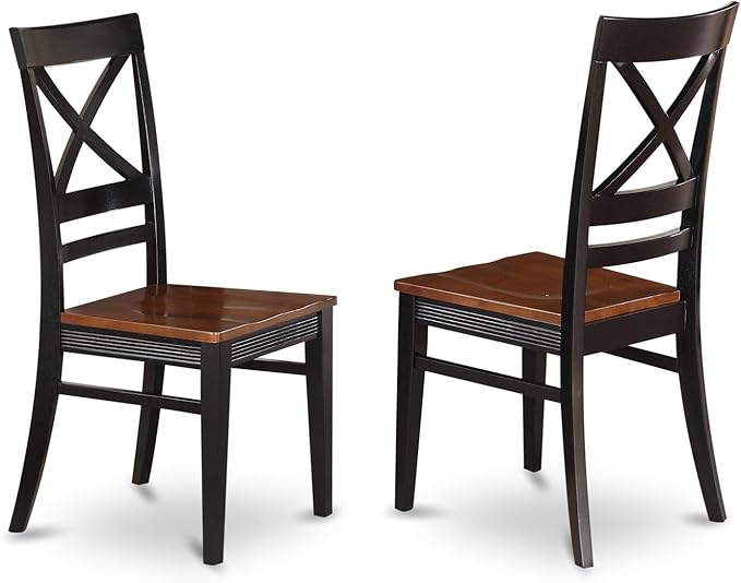 East West Furniture QUIN9-BLK-W 9 Piece Dining Room Furniture Set Includes a Rectangle Wooden Table with Butterfly Leaf and 8 Kitchen Dining Chairs, 40x78 Inch, Black & Cherry