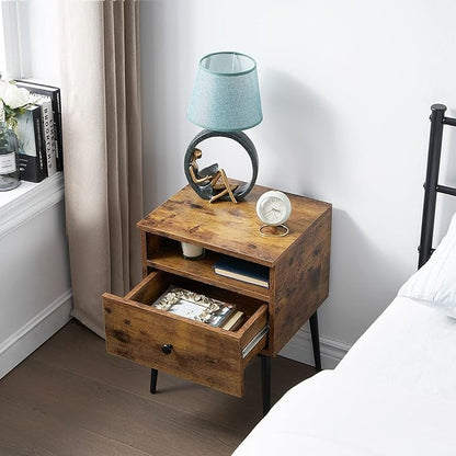 VECELO Modern Nightstands Set of 2,Square End Side Table with Drawer and Storage Space for Bedroom and Living Room