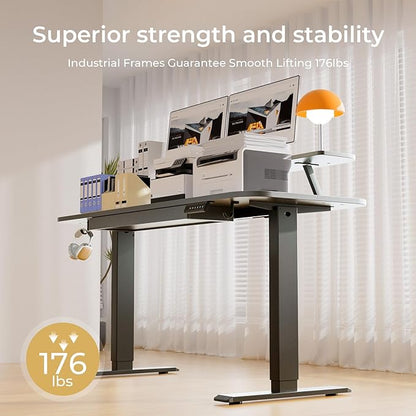 COMHOMA Electric Standing Desk with Drawers, 55 x 24 Inch Sit Stand up Desk with Monitor Stand, Laptop Stand, Height Adjustable Home Office Computer Desks with Memory Preset Controller (Ebony Black)
