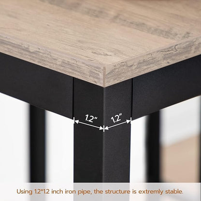HOOBRO Bar Table and Chairs Set, 47.2” Rectangular Pub Table with 2 Stools for Small Space, High Top Table, 3-Piece Breakfast Table Set, Sturdy Metal Frame, Easy to Assemble, Greige BG52BT01