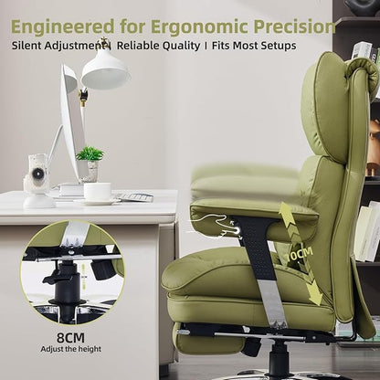 Efomao Big and Tall Office Chair with Footrest – High Back Computer Chair with Adjustable Armrests，Executive Office Chair with Wide Seat, Modern Desk Chair for Home Office, Gaming, or Study, Green