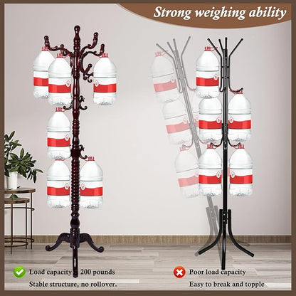 Wooden Coat Rack Freestanding, Vintage Coat Racks with Sturdy Round Base, Adjustable Height 37.40"-72.83" Entrance Coat Rack for Bedroom Living Room Entryway (Solid wood Triangle)