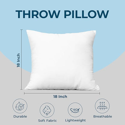 Utopia Bedding Throw Pillows (Set of 6, White), 18 x 18 Inches Pillows for Sofa, Bed and Couch Decorative Stuffer Pillow