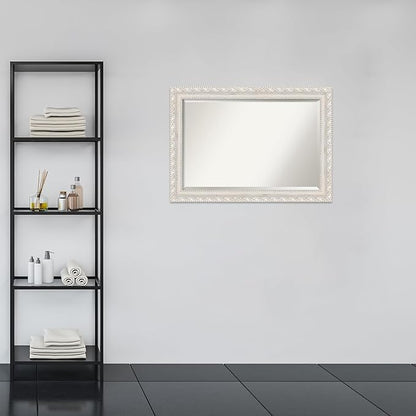 Amanti Art White Bathroom Mirror for Over Sink, 30x42 Opera Off White Rectangle Vanity Mirror, Large Traditional Wood Frame, Hangs Horizonally and Vertically, Bathroom Wall Decor, Beveled Edge from WI