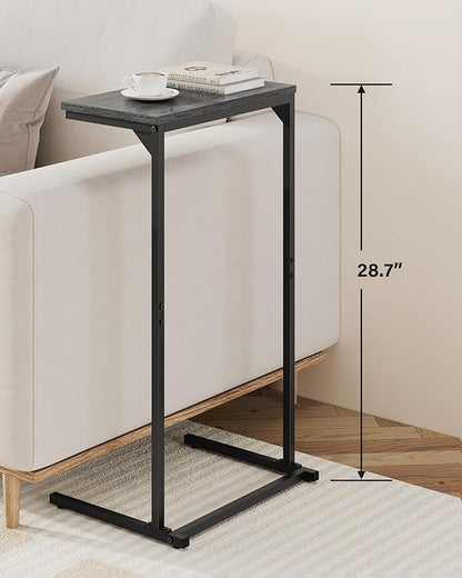 TUTOTAK C Shaped End Table, Small Side Table, Set of 2, 28.7 inch Tall Couch Table, Sofa Table, Living Room, Bed Room, Charcoal Grey TB01BY0712