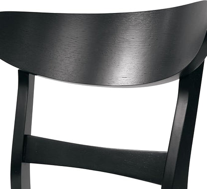 Set of 2 Solid Wood Dining Chairs, Fabric Upholstered Seat Mid-Century Modern Kitchen Furniture for Living Room, Light Beige+Black