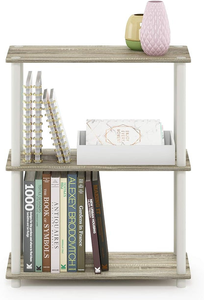 Furinno Turn-N-Tube 3-Tier Compact Multipurpose Shelf Display Rack, Sonoma Oak/White