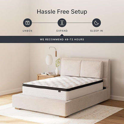 Signature Design by Ashley Full Size Chime 12 Inch Medium Firm Hybrid Mattresswith Cooling Gel Memory Foam for Pressure Relief, Fiberglass Free, Mattress In A Box