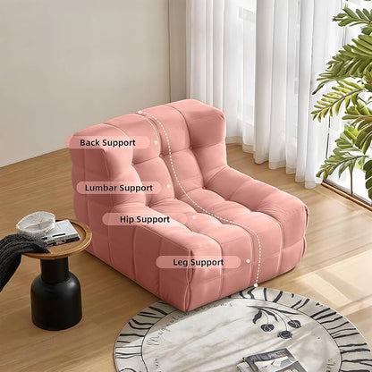 Bean Bag Chair - Memory Foam Bean Bag Chair for Adults, Comfy High-Resilience Single Sofa, Small Space Floor Chair, Chaise Lounge for Living Room, Bedroom (Pink, Square)