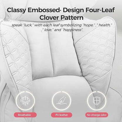 GTRACING Big and Tall Gaming Chair 400lbs Heavy Duty Office Chair with Foot Rest & Ergonomic Pocket Spring Lumbar Support, High Back 3D Saddle Shaped Cushion for Back Pain Relief, White