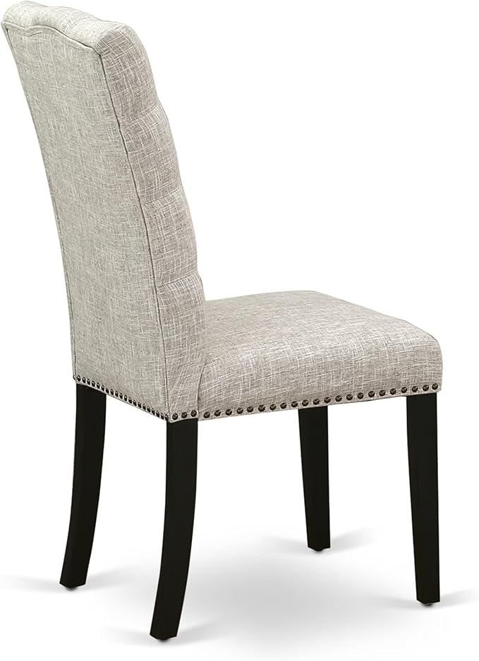 East West Furniture V697EL635-6 6 Piece Dining Table Set Contains a Rectangle Dining Room Table with V-Legs and 4 Doeskin Linen Fabric Parson Chairs with a Bench, 40x72 Inch, Multi-Color