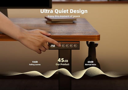 YDN Standing Desk, 40x24 Inch Electric Adjustable Height Stand up Desk, Sit Stand Home Office with Splice Board, Rustic Brown