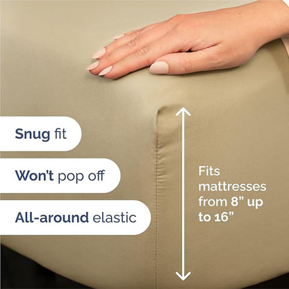 Split King Size 5 Piece Sheet Set - Comfy Breathable & Cooling Bed Sheets Set - Hotel Luxury Bedding for Women, Men, Kids, Teens, Boys & Girls - Deep Pockets, Soft and Wrinkle Free - Oeko-Tex - Beige