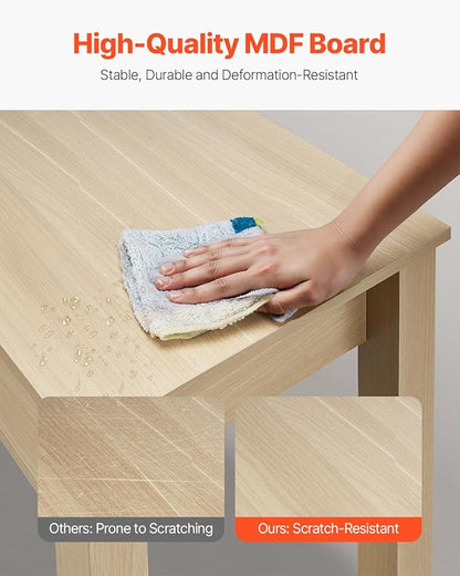 VEVOR Small Desk with Drawers, Wooden Table for Home Office, Small Computer Desk with Storage, Vanity Desk with Drawers, Study Table for Adults/Students for Drawing, Reading, Writing, Light Wood
