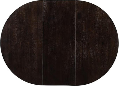 Farmhouse Style Expandable Round to Oval Dining Table with 16" Removable Leaf, Solid Wood Extendable Tabletop with Cross Trestle Legs, Space-Saving Kitchen-Tables for Home Apartment Restaurant