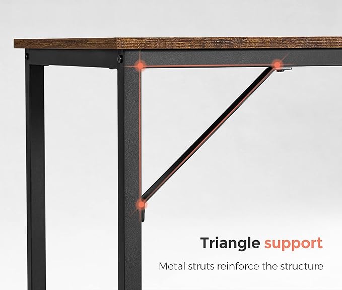 VASAGLE Computer Desk, Gaming Desk, Home Office Desk, for Small Spaces, 19.7 x 31.5 x 29.5 Inches, Industrial Style, Metal Frame, Rustic Brown and Black ULWD038B01