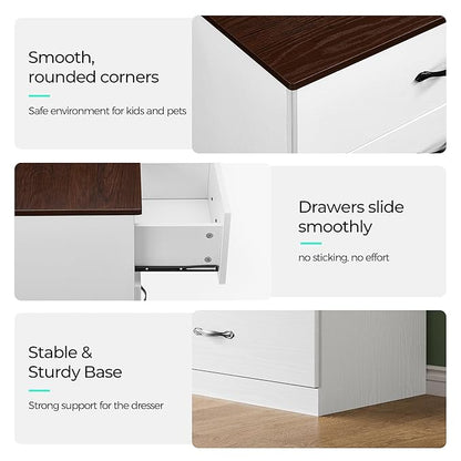 LINSY HOME 9 Drawer Dresser for Bedroom, 54" Wide Chest of Drawers, Modern TV Stand Dressers with Wood Frame and Metal Handles, Large Drawer Organizer for Bedroom, Living Room, White
