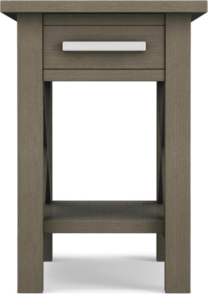 SIMPLIHOME Kitchener SOLID WOOD 14 inch Wide Rectangle Contemporary Narrow Side Table in Farmhouse Grey for the Living Room and Bedroom