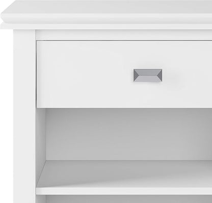 SIMPLIHOME Artisan SOLID WOOD 24 inch Wide Transitional Bedside Nightstand Table in White for the Living Room and Bedroom