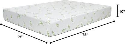 NapQueen Twin Size, 10 Inch Anula Green Tea Infused Memory Foam Mattress, Bed in a Box, CertiPUR-US Certified Mattress