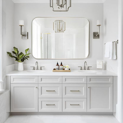 MZON 16x20Inch Brushed Nickel Bathroom Mirror, Rectangle Wall Mounted Mirror for Bathroom or Dresser, Anti-Rust Frame&Tempered Glass, Hangs Horizontally/Vertically - Space-Saving Modern Decor