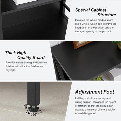 HOMISSUE Tall Bookshelf, 6-Tier Book Shelf, Rustic Wood Metal Bookshelves and Bookcases, Freestanding and Industrial Open Bookcase for Home Office, Living Room and Bedroom, Black