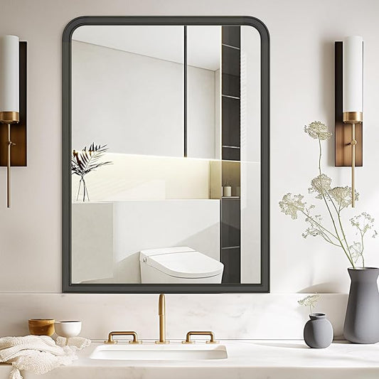 WallBeyond Black Wood Bathroom Mirrors for Wall Mounted, 30" x 40" Rustic Wood Frame Wall Mirrors Decorative for Living Room or Bedroom Vanity Mirror (Horizontal/Vertical Black)