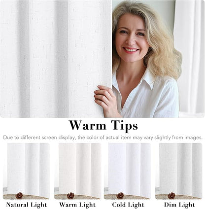 H.VERSAILTEX Pure White Curtains 96 inches Long, 100% Blackout Curtains for Bedroom Thermal Insulated Linen Textured Curtains Living Room Grapes 2 Panel Sets, 52W x 96L - Inch