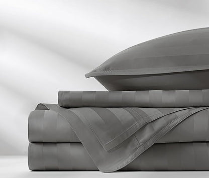 California King Sheets by Pure Bamboo, Genuine 100% Organic Viscose Derived from Bamboo Bed Sheet Set, Soft & Cooling, Double Stitching, Lifetime Quality Promise (California King, Jacquard Stone)