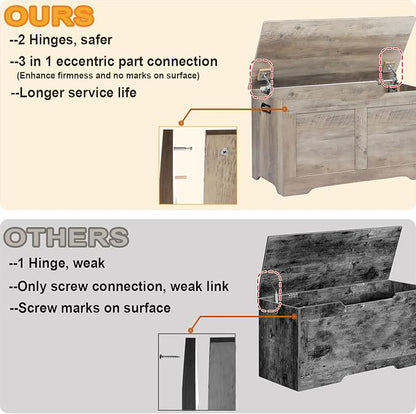 31.5" Storage Chest, Wooden Storage Bench, Lift Top Toy Chest with 2 Safety Hinges, Large Toy Box, Entryway Shoes Bench for Living Room, Bedroom, Grey