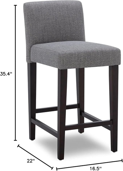 CHITA Counter Height Bar Stools Set of 2, 25" H Seat Height Upholstered Barstools, Fabric in Fog Grey
