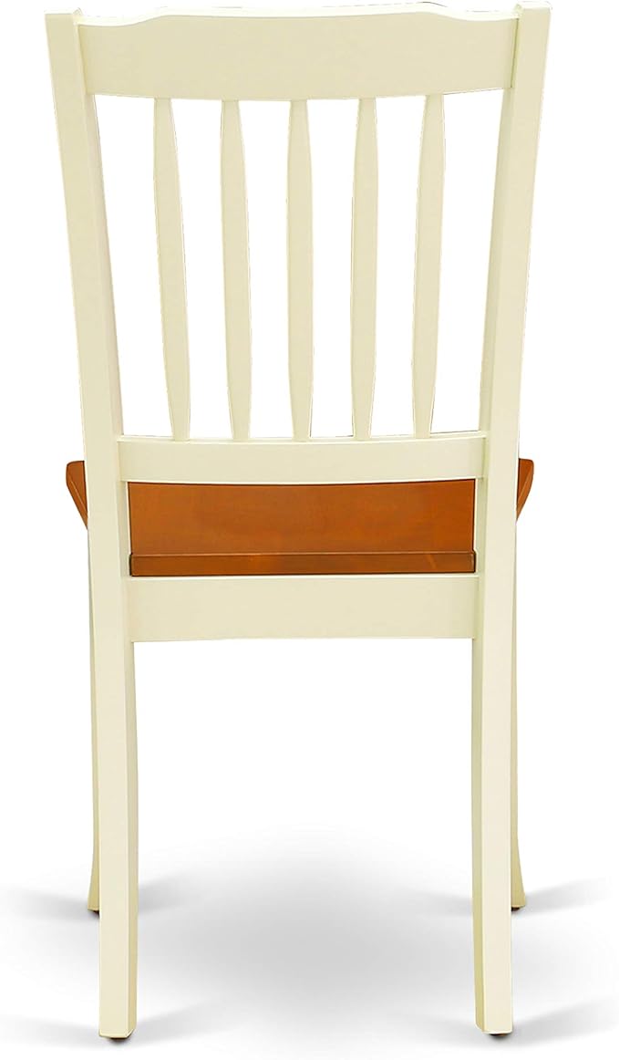 East West Furniture DODA7-BMK-W 7 Piece Dining Table Set Consist of a Rectangle Dinner Table with Butterfly Leaf and 6 Dining Room Chairs, 42x78 Inch, Buttermilk & Cherry
