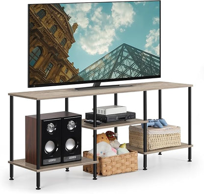50 Inch TV Stand for Bedroom Rustic Grey Entertainment Center with Storage 3 Tier TV Consoles for Living Room TV Console Table Media Cabinet with Open Storage Shelves for 50 43 40 32 Inch TV