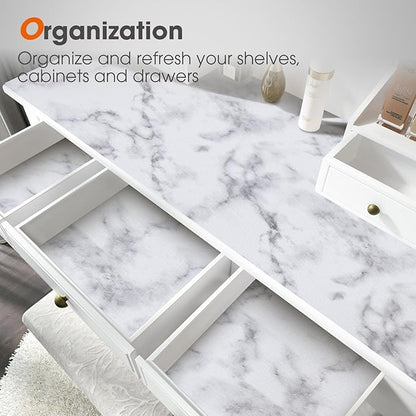 Beautysaid Shelf and Drawer Liner for Kitchen Cabinet, Non Adhesive Non Slip Shelf Paper Waterproof Washable Thickened for Dresser Pantry Shelve Bathroom Protector Liner(Marble,18 in x 20 FT)