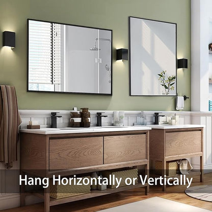 Wall Mirror 30x36, Rectangle Bathroom Mirror 30 x 36 inch, Black Metal Wall Mirror, Large Vanity Mirror 30 by36, Modern Wall Mounted Mirrors for Hallway, Living Room, Bedroom