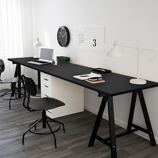 Kaboon 45.67"x23.62" Black Table Top, Solid One-Piece Desktop, Reversible Melamine Countertop, Double Desks, L-Desk DIY