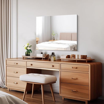Frameless Mirror, 24x30 Inch Bathroom Mirror for Wall, Rectangle Bathroom Vanity Mirrors with Polished Edge, Hangs Horizontally or Vertically for Bathroom, Bedroom and Living Room