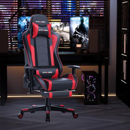 GTRACING Gaming Chair with Footrest Speakers Video Game Chair Bluetooth Music Heavy Duty Ergonomic Computer Office Desk Chair