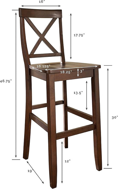 Crosley Furniture X-Back Wood Bar Stools Set of 2, Vintage Mahogany, 30-inch
