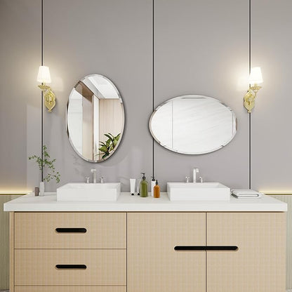 Oval Bathroom Mirror, 18X26 inch Oval Frameless Mirror, Frameless Mirrors for Bathroom,Beveled Bathroom Mirror.