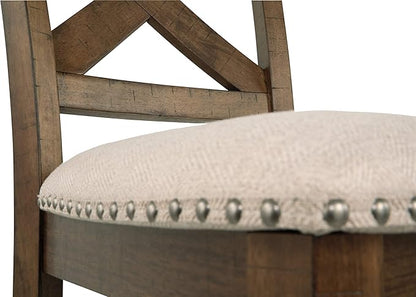 Signature Design by Ashley Moriville Rustic Farmhouse 24.5" Upholstered Barstool, 2 Count, Beige & Brown