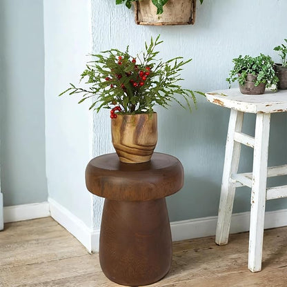 TORMAYS HOME Handmade Wood Side Table Tree Stump End Table Solid Wood Stool Plant Stand Rustic Coffee Table Nightstand for Living Room Bedroom Balcony Garden (Brown)