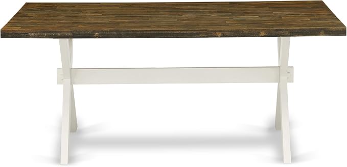 East West Furniture X077VE005-5 5 Piece Dining Room Table Set Includes a Rectangle Kitchen Table with X-Legs and 4 Grey Linen Fabric Parson Dining Chairs, 40x72 Inch, Multi-Color