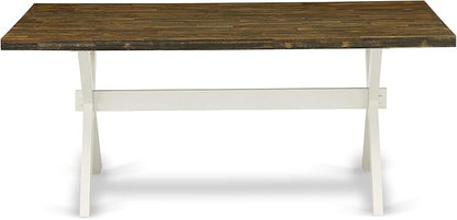 East West Furniture X077VE005-5 5 Piece Dining Room Table Set Includes a Rectangle Kitchen Table with X-Legs and 4 Grey Linen Fabric Parson Dining Chairs, 40x72 Inch, Multi-Color