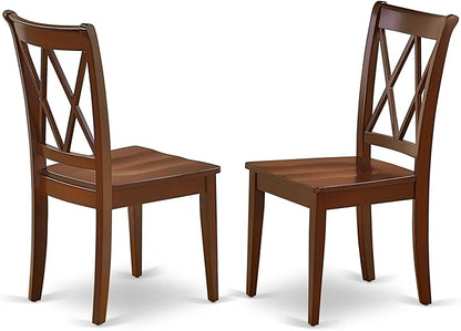 East West Furniture MZCL3-MAH-W 3 Piece Kitchen Table Set for Small Spaces Contains a Rectangle Dining Room Table with Dropleaf and 2 Solid Wood Seat Chairs, 36x54 Inch, Mahogany