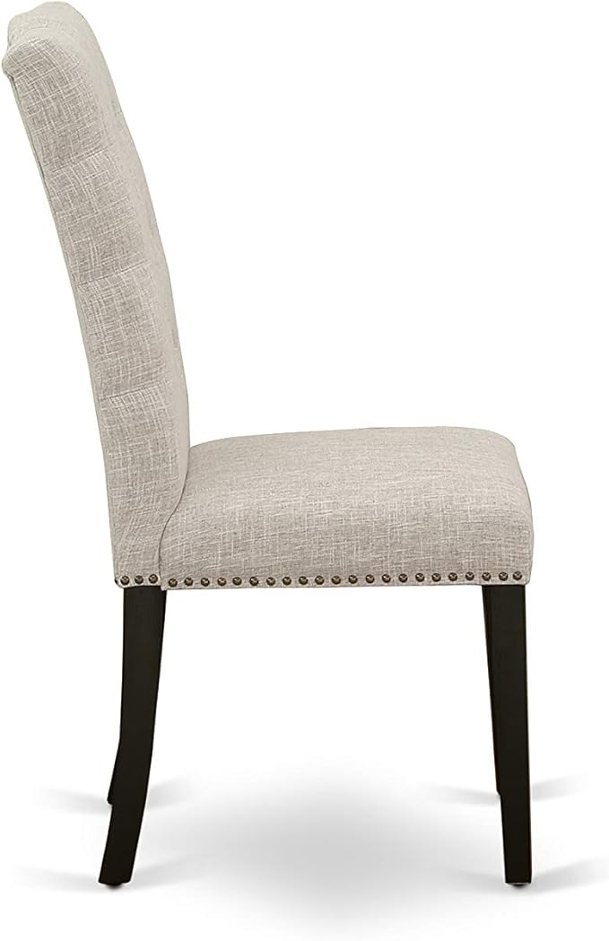 East West Furniture X697EL635-6 6 Piece Dining Table Set Contains a Rectangle Dining Room Table with X-Legs and 4 Doeskin Linen Fabric Parson Chairs with a Bench, 40x72 Inch, Multi-Color