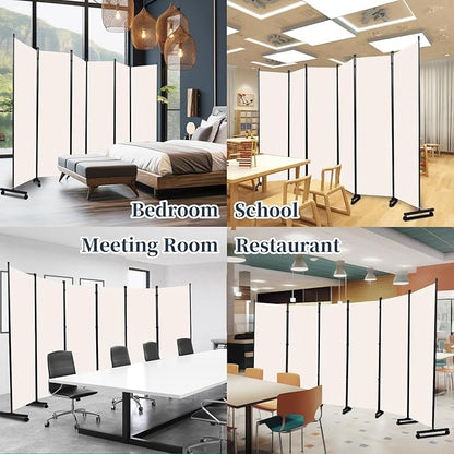Room Divider Folding Privacy Screens with Lockable Wheels, 132'' Partition Room Dividers Freestanding Room Divider Fabric Panel for Room Separation, Wall Divider for Home Office Bedroom Dorm Decor